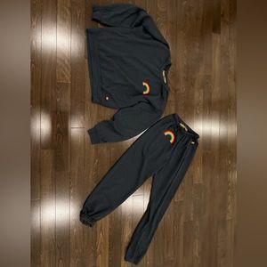 Aviator Nation tracksuit charcoal black worn ones perfect condition